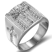 Jude Jewelers Stainless Steel Christian Jesus Cross Ring