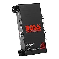 BOSS Audio Systems R1002 Riot Series Car Stereo Amplifier - 200 High Output, 2 Channel, Class A/B, 2/4 Ohm Stable, Low/High Level Inputs, Full Range, Use With Subwoofer