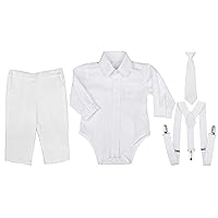 Baby Boys Suspender Christening 4 Piece Outfits