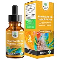 Liquid Vitamin D3 with K2 for Adults - Organic Vitamin D3 K2 Drops with 2000IU per Serving - Vegan Vitamin D3 Liquid Drops for Bone Muscle Heart & Immune Support with MCT Oil for Enhanced Absorption