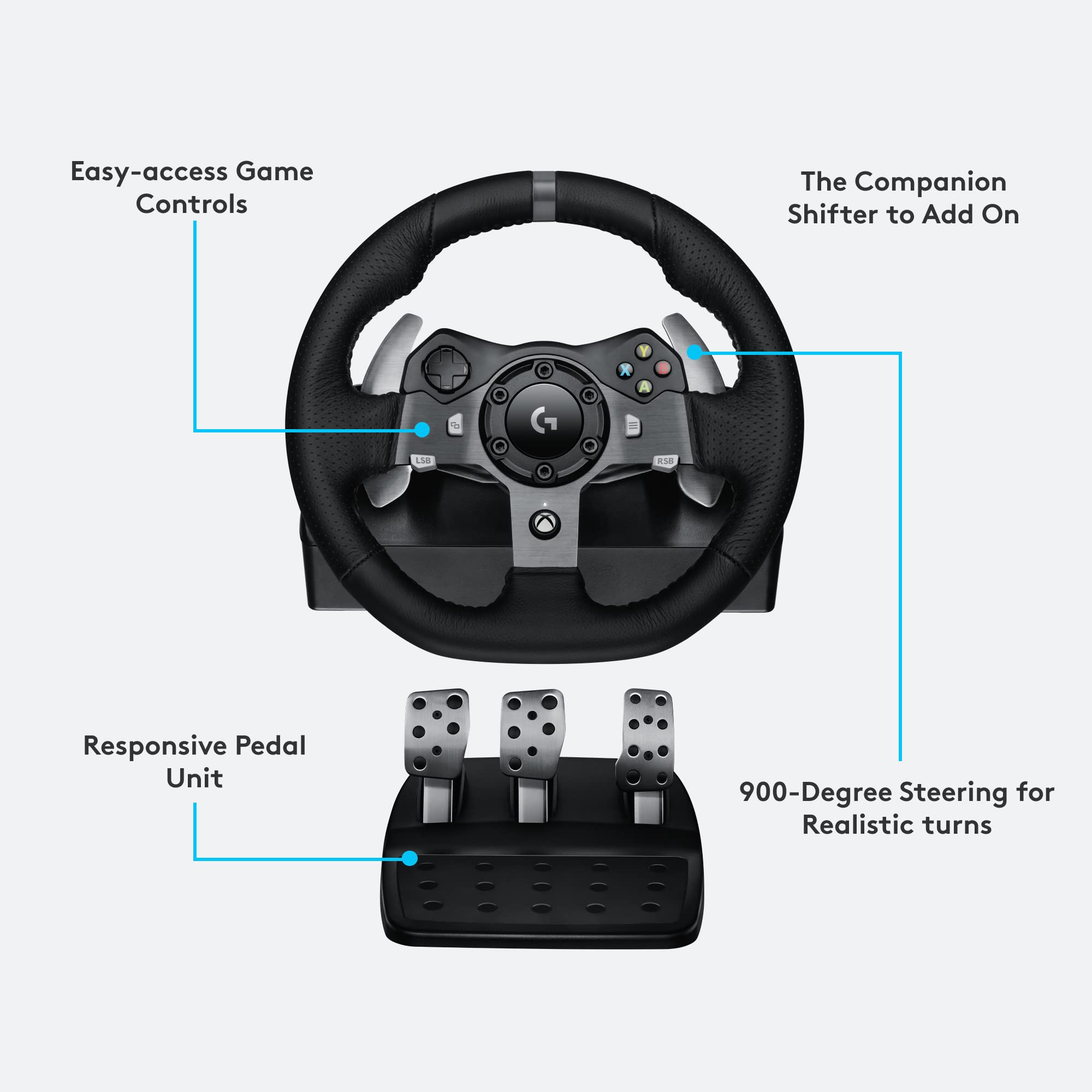 Logitech G920 Driving Force Racing Wheel and Floor Pedals for Xbox One & PC + Astro A10 Gen 2 Gaming Headset