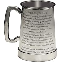 King's Shilling 1 Pint Tankard – Handmade English Pewter with Glass Bottom and C-Shaped Handle with Custom Engraved Text