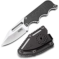 Small Fixed Blade Knife - Instinct Boot Knife, EDC Knife, Neck Knife, 2.3 Inch Full Tang Blade w/ Knife Sheath and Clip, 4in. x 1in. x 8.5in. (NB1012-CP) , Black
