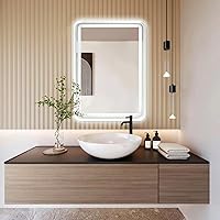 ANDY STAR 20x28’’ LED Bathroom Mirror, Rounded LED Wall Mirror Backlit+Front Lit, Dimmable, Anti-Fog, Memory, 3 Colors,Lighted Bathroom Mirror with Lights Wall Mounted, CRI>90