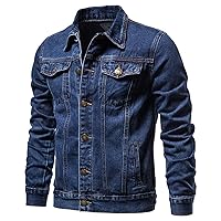 Jean Jacket For Men, Men'S Casual Workwear Long Sleeve Lapel Collar Denim Jacket Loose Multi Pocket Coat