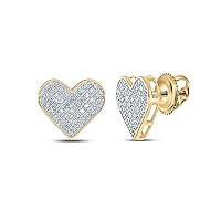Yellow-tone Sterling Silver Diamond Heart Earrings 1/4 Ctw.