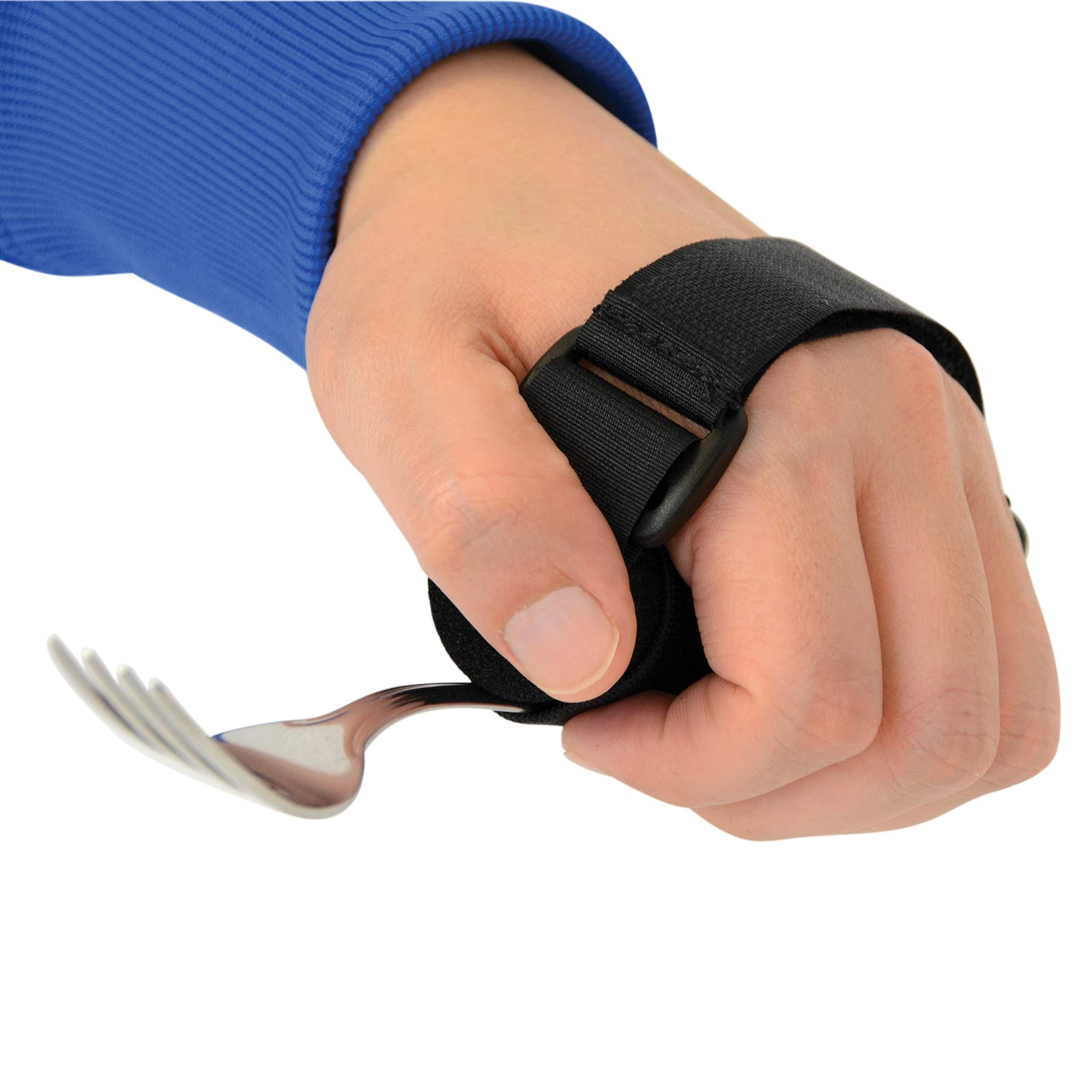 Sammons Preston Universal Holder Strap for Elderly, Hand Cuff with Pocket for Holding Cutlery, Pens, Toothbrushes, & Daily Living Tools, Adjustable Velcro Implement Holder for Weak Grip and Arthritis
