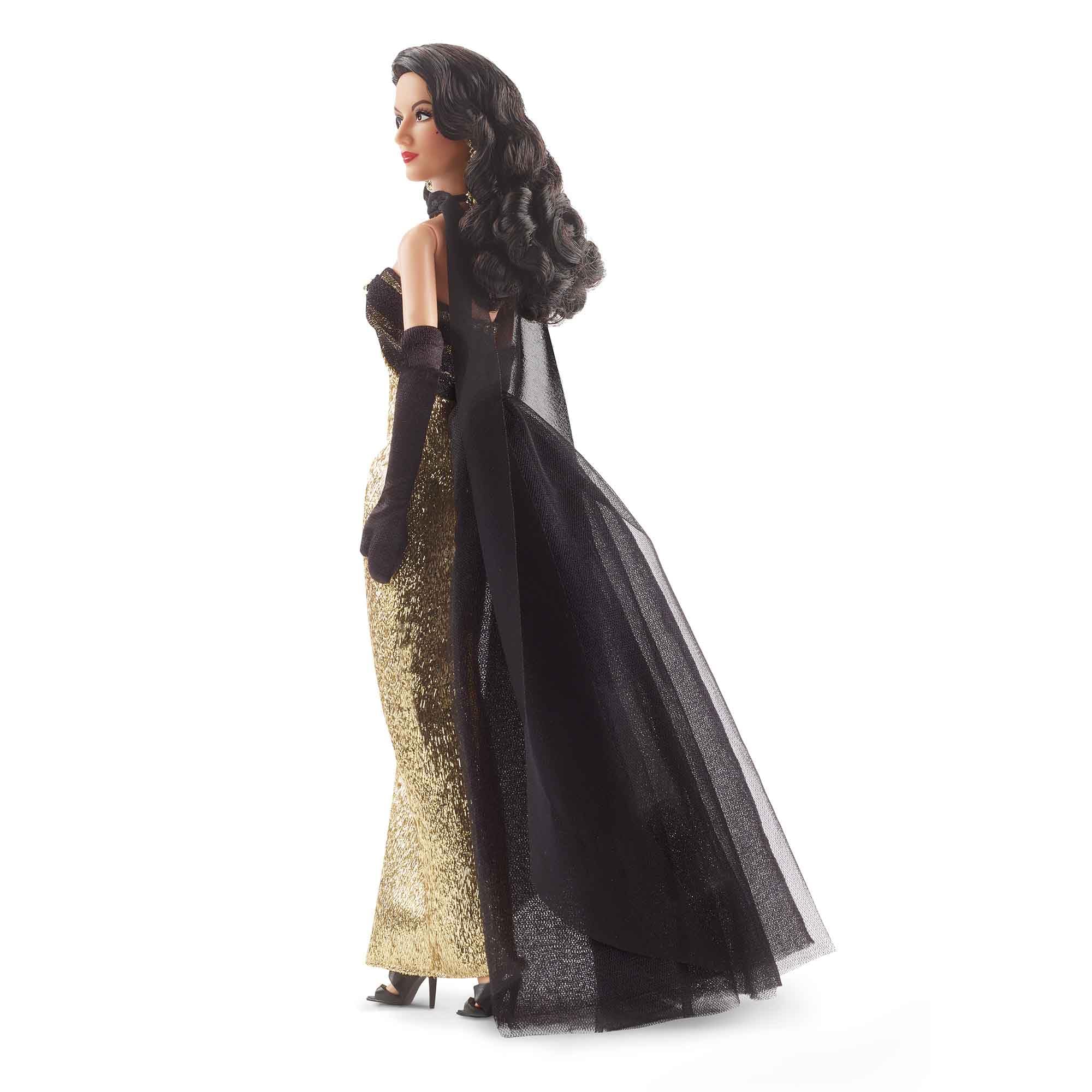 Barbie Collector Signature Doll, María Félix Wearing Elegant, Glimmering Gold and Black Gown with Ornate Jewelry, Barbie Tribute Collection