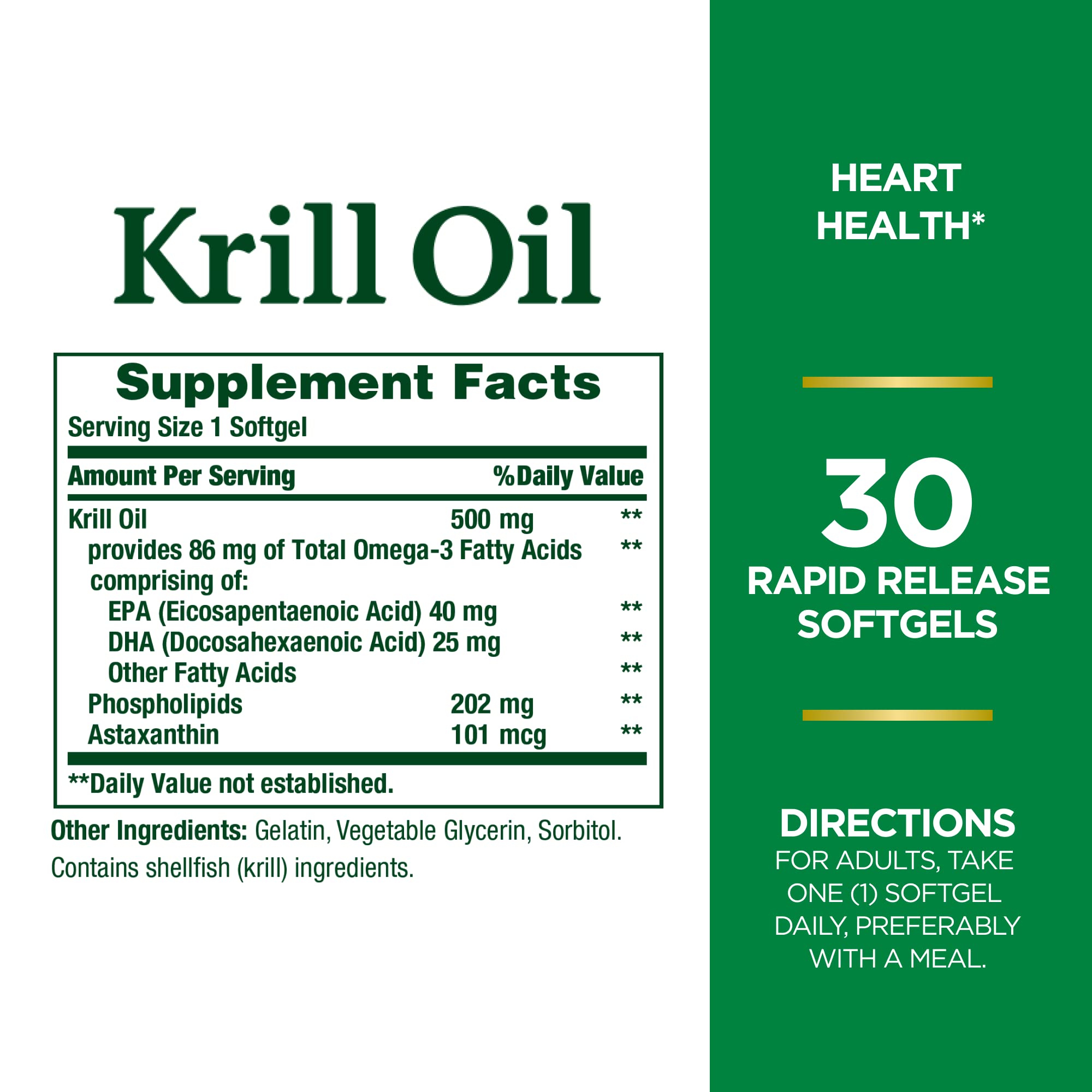 Nature's Bounty Krill-500 mg Oil, 30 Softgels