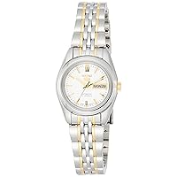 SEIKO 5 Automatic Dress Watch White Dial Stainless Steel Two Tone
