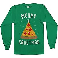 Threadrock Men's Merry Crustmas Pizza Long Sleeve T-Shirt