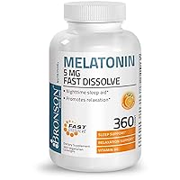 Bronson Melatonin 5mg Fast Dissolve Orange Flavor Tablets with Vitamin B6 - Promotes Relaxation, 360 Vegetarian Chewable Lozenges