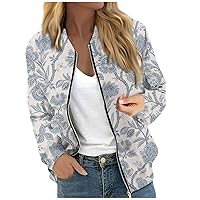 Women's Casual Bomber Jacket Zip Up Lightweight Jacket Coat Classic Cropped Motorcycle Jacket With Pocket
