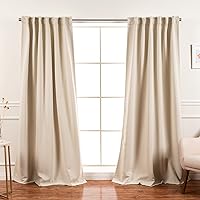 Best Home Fashion Premium Blackout Curtain Panels - Solid Thermal Insulated Window Treatment Blackout Drapes for Bedroom - Back Tab & Rod Pocket – Biscuit - 52