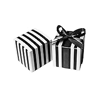 Small Cube Candy Boxes Bulk Black and White Strips Party Favors Gift Boxes Baby Shower Thank You Treat Boxes Graduation Party Boxes Supplies, 5x5x5cm, 50pc