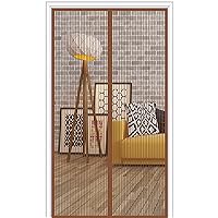 Magnetic Closure Screen Door for - Brown, 64x72inch, Self Sealing, Heavy Duty - Pet and Kid Friendly, Keeps Bugs Out Let Breeze in, Works with Front & Sliding Doors, Hands Free Door Screen