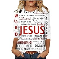Deal of The Day 2024 Easter Shirts for Women Cute Funny Bunny Rabbit Graphic 3/4 Sleeve Tunic Tops Spring Summer Crewneck Blouse Tees Easter Eggs Christian Religious Jesus Gift Tshirt