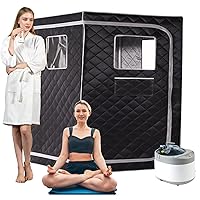 Smartmak Full Size Steam Sauna, One or Two Person Whole Body Large Space Home Spa, 4L Steamer Included- BlackGrey