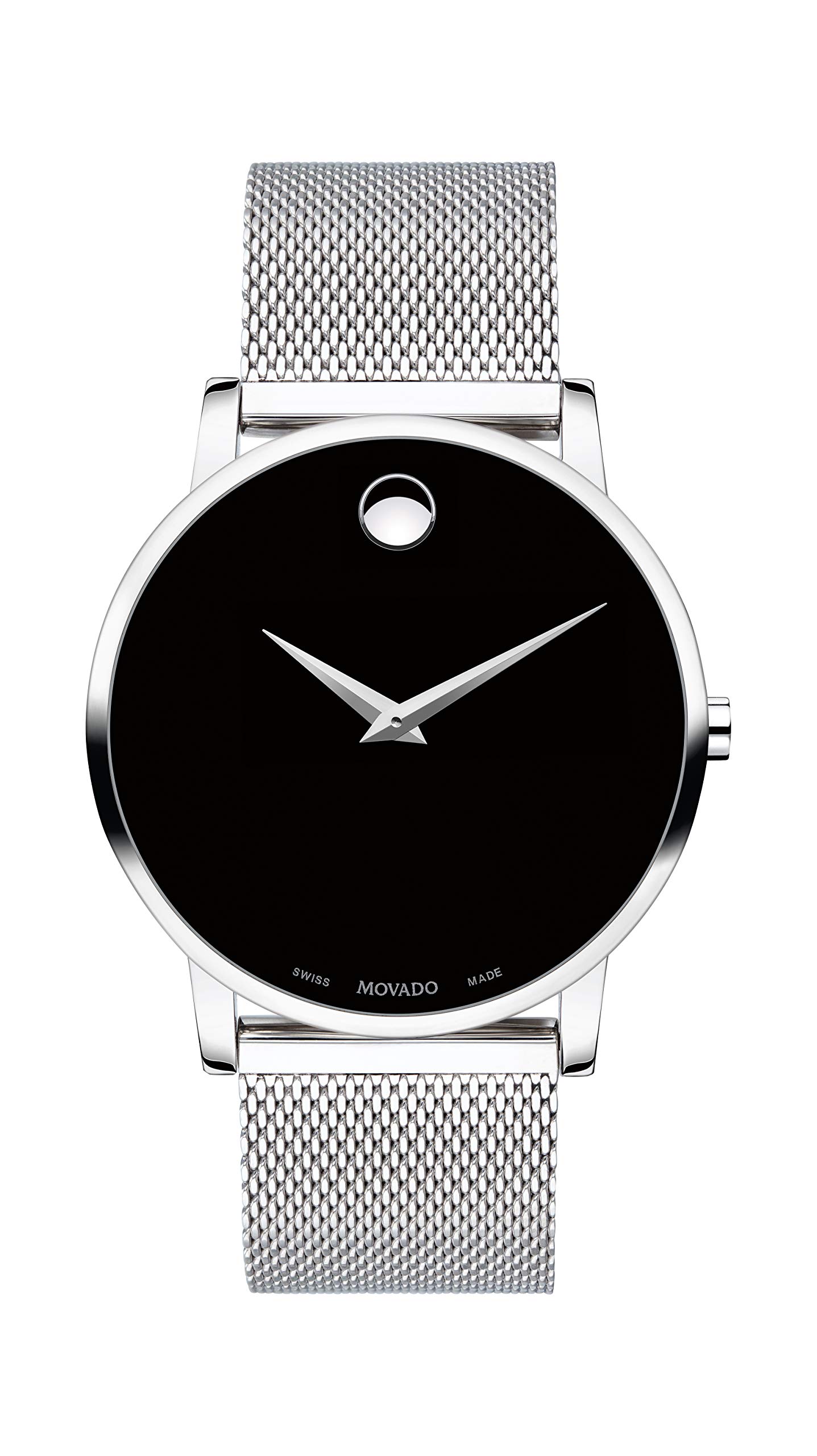 Movado Men's Museum Stainless Steel Watch with Concave Dot Museum Dial, Black/Silver (Model 607219)