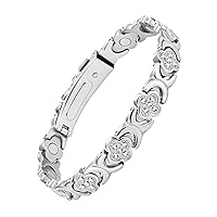 Effective Magnetic Bracelets for Women with Upgraded 3800 Gauss Magnets, Four-Leaf Clover Stainless Steel Bracelets for Women, Jewelry Gift with Sizing Tool