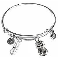 Hidden Hollow Beads Women's Made In USA Stainless Steel Message Charm Expandable Wire Bangle Bracelet, Popular, Stylish and Trendy, Arrives in a Gift Bag.