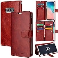 GOOSPERY Mansoor Galaxy S10e (2019) Leather Wallet Case Double Sided Card Holder [9 Card Slots, 2 Money Pockets] Protective Folio Flip Cover - Wine