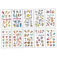 Ice Cream Birthday Party Temporary Tattoos for Kids Dessert Fake Tattoo Stickers Kids Birthday Party Favors Decor Supplies 10Pcs Temporary Tattoos