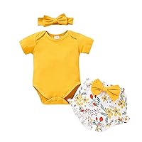 Yccutest Newborn Baby Girl Clothes Sets Floral Long Short Sleeve Romper + Pants + Headbands 3Pcs Toddler Girls Outfits