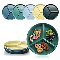DLF. DONGLINFENG Adult Compartmentalized Dinner Plate 9.6 Inch Portion Control Wheat Plastic Dinner Plate (Portion Plate/Picnic Plate) 5 Colors
