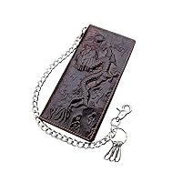 Vintage Biker Trucker Chain Leather Wallet With Dragon Tatto For Mens Boys L64