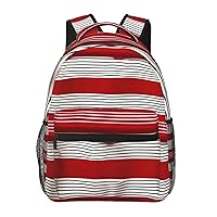 red stripe print Lightweight Bookbag Casual Laptop Backpack for Men Women College backpack