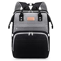 LexiRoman Diaper Bag Backpack, Multifunction Travel Back Pack Maternity Baby Changing Bags, Large Capacity, Waterproof and Stylish, Black Gray