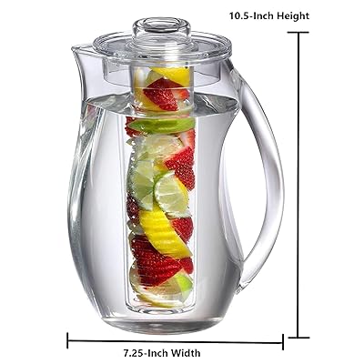 Prodyne Fruit Infusion Flavor Pitcher, Clear, 93 oz.