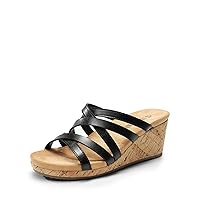 DREAM PAIRS Dressy Wedge Sandals for Women Casual Summer, Comfort Cork Strappy Platform Slides Sandals