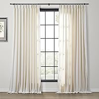 ChadMade Linen Cotton 2 Panels 50 Inch Wide by 96 Inch Long Curtains Room Darkening Pinch Pleated Curtains Living Room Patio Sliding Door Extra Long Drapes, Cream Beige, Cary Collection