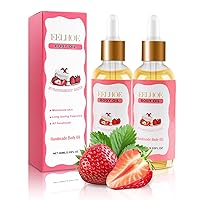 2PC Body Juice Oil Strawberry Cake Body Oil Scented Sweet Scented Skin Care Oil for Moisturization 4 fl.oz.(60 ml, 2pc)