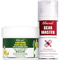 Ebanel Bundle of Pain Relief Cream Arnica Menthol 2 Oz, and Advanced Silicone Scar Gel 1 Oz