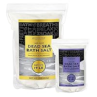 19 LB Dead Sea Salt - Spa Bath Salt Fine Grain with 5 LB Pure Dead Sea Salt with Natural Lavender in Large Bulk Resealable Pack - for Body Wash Scrub, Soak for Women & Men for Tired Muscles & Skin