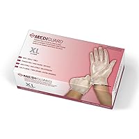 MediGuard Vinyl Exam Gloves, 130 Count, X-Large, Powder Free, Disposable, Not Made with Natural Rubber Latex, All-purpose Medical Tasks