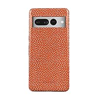 BURGA Phone Case Compatible with Google Pixel 7 PRO - Hybrid 2-Layer Hard Shell + Silicone Protective Case -White Polka Dots Pattern Vintage Orange - Scratch-Resistant Shockproof Cover