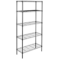 Amazon Basics 5-Shelf Adjustable, Heavy Duty Storage Shelving Unit (350 lbs loading capacity per shelf), Steel Organizer Wire Rack, Black, 36