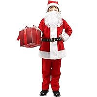 Boys Santa Costume, Children's Deluxe Velvet Santa Claus Costume, Kids Xmas Santa Suit, Little Boys Christmas Outfit