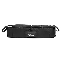 StrollAir - Universal Best Double Parent Stroller Organizer Caddy Insulated Cup Holder Console side-by-side Mountain Buggy TWIN WAY Bob Duallie Baby Jogger City Mini GT – Black