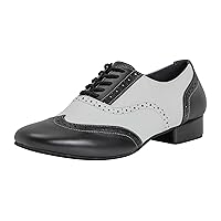 Linodes Men's Latin Dance Shoes 1 Inch Leather Sole Ballroom Salsa Tango Waltz Character Shoe-Colorful