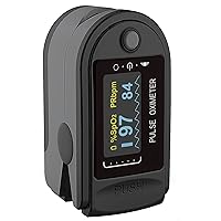 EAD Elite Fingertip Pulse Oximeter Blood Oxygen Saturation Monitor w/Alarms, 6-Position Display of Pulse and SpO2, Includes Silicon Cover, Carrying case, Batteries & Lanyard