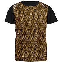 Old Glory Halloween Battle Damage Bronze Scale Armor Costume All Over Mens Black Back T Shirt Multi 2XL
