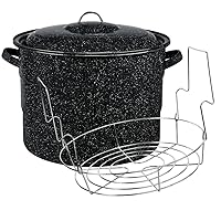 Granite Ware Enamel on Steel 21.5-Quart Water Bath Canner with lid & Jar Rack, Speckled Black
