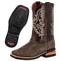 Kids Brown Smooth Western Cowboy Boots Leather Square Toe
