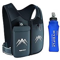 Running Vest, USA Original Patent, Zip Reflective Running Vests with 500ml Hydration Bottle, Adjustable Waistband & Breathable Material, Chest Pack Gear Phone Holder for Running, Men & Women