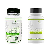 L-Glutamine Powder & Probiotic & Prebiotic Synbiotic Supplement, Low FODMAP Certified, Dairy Free Vegan, Soy/Gluten/Inulin Free Bundle